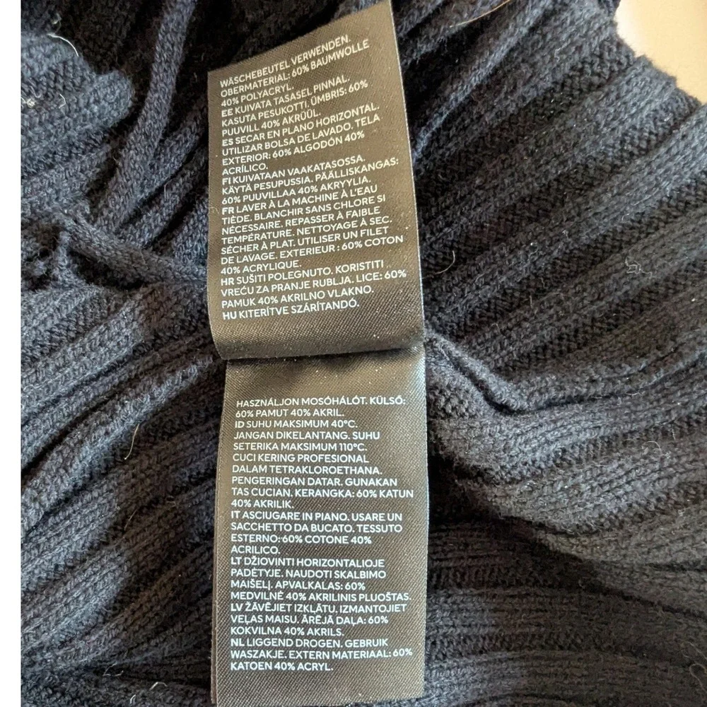 H&M Ribbed Knit Long Sleeve Midi Dress Boho Fringe‎ Bottom Black Whimsygoth  S - Picture 7 of 8